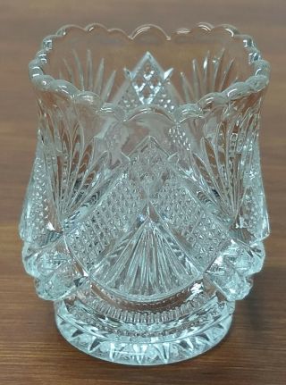 Eapg Duncan Miller Tepee No 28 Pattern Pressed Glass Clear Toothpick Holder