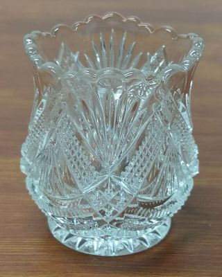 EAPG Duncan Miller TEPEE No 28 Pattern Pressed Glass Clear TOOTHPICK HOLDER 2