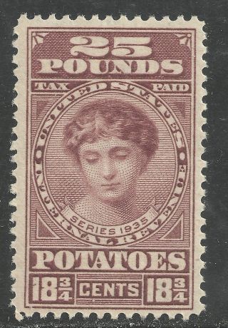 Us Revenue Potato Tax Stamp Scott Ri8 - 18 3/4 Cent/25 Pounds Issue - Mnh 4