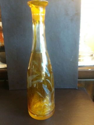 Vintage Egerman Bohemian Crystal Amber Cut To Clear Decanter