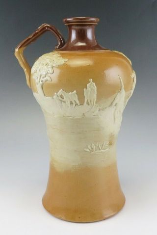 Antique C1910 Royal Doulton Lambeth Pottery Porcelain Pitcher Fox Hunting