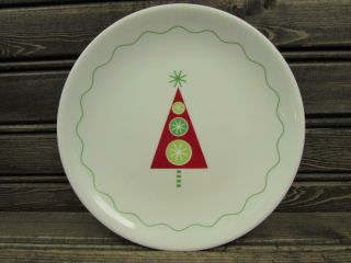 Whimsical Christmas Tree By Crate & Barrel Dessert Plate Red Tree Green Line 2