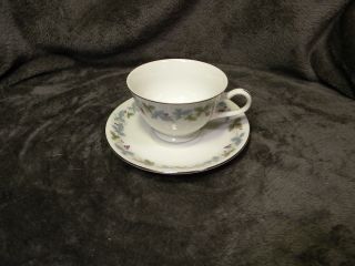 Vintage Pattern By Fine China Of Japan Footed Cup And Saucer 2 3/8 Inch 6701