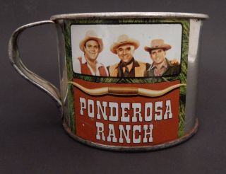 Vintage Bonanza Ponderosa Coffee Tin Mug Haas,  Ben And Little Joe