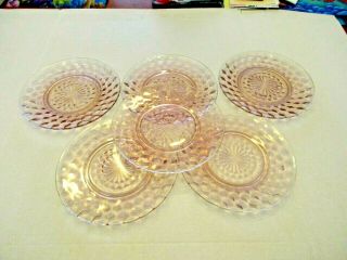 Set Of 6 Cube Pink By Jeannette 8 " Luncheon Plates Pink Depression Glass