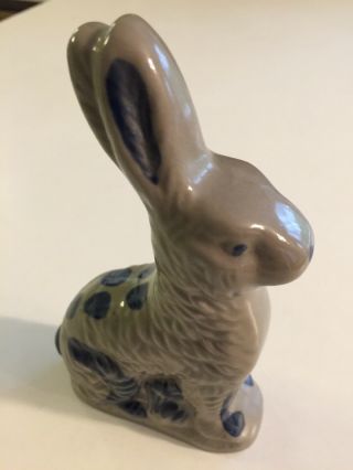 Vintage Salt Glazed Bunny Rabbit Figurine Hand Painted 6” Tall