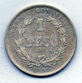 Uruguay,  1 Peso,  Silver,  Year 1895,  Km 17a