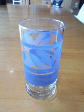 Pfaltzgraff Villa Flora Blue Glassware 16 Oz Cooler 6 1/4 1 Ea