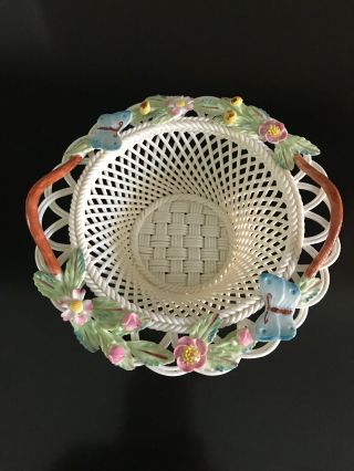 Belleek Pottery Butterfly Basket 2731 Fine Parian China.  Hand Crafted In Ireland