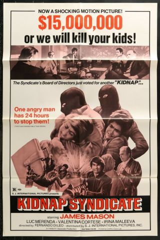 Kidnap Syndicate (1975) - Movie Poster - Crime Italian James Mason