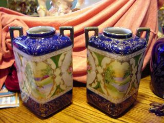 Vintage Pair Kinjo China Hand Painted Nippon Vase