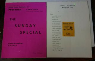 Gene Vincent Manfred Mann Concert Programme & Ticket Rainbow Blackpool 1965 Ex
