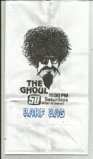 The Ghoul Ron Sweed Barf Bag 1 Rare Nm Oop Collectible Horror Host Ltd Ed Rip
