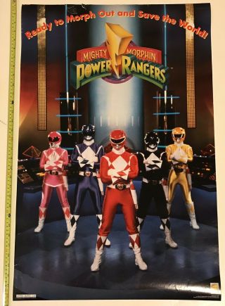 Vintage 1993 Mighty Morphin Power Rangers Poster 32x21 Saban No.  642
