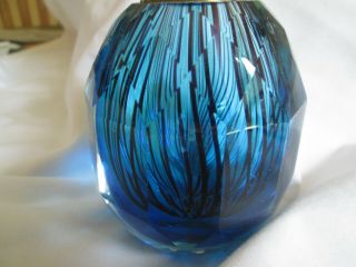 MURANO Art Glass Blue Perfume Bottle Ann Primrose Cristalleria d ' arte W/Sticker 2