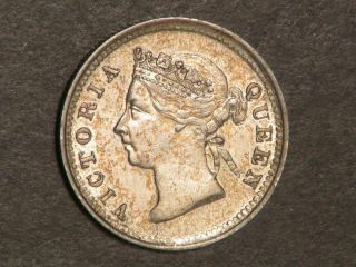 Hong Kong 1885 5 Cents Silver Au - Unc