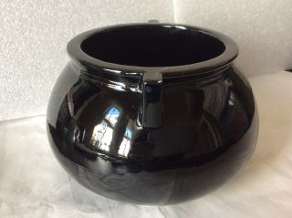 Vintage ROSEVILLE ROSECRAFT Art Deco Black Short Vase w/ High Gloss Mirror Glaze 2