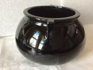 Vintage ROSEVILLE ROSECRAFT Art Deco Black Short Vase w/ High Gloss Mirror Glaze 3