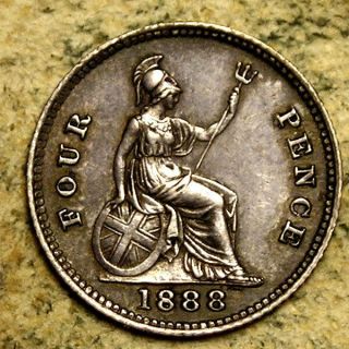 Great Britain: 1888 Queen Victoria Jubilee - Head Silver Groat / Fourpence