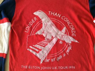 ELTON JOHN MEMORABILIA Uk Tour 1976 Long Sleeve T Shirt Louder Than Concorde 2