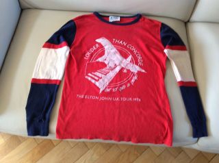 ELTON JOHN MEMORABILIA Uk Tour 1976 Long Sleeve T Shirt Louder Than Concorde 3