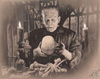 2 Of 50 Boris Karloff Bride Of Frankenstein Art Print W/coa Sn Frederick Cooper