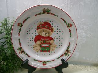 Christmas Anytime Tienshan THEODORE BEAR ' S CHRISTMAS 7 - 5/8 Plate,  2 Cups COUNTRY 3