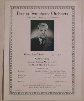 Charles Munch Bso Vintage Classical Handbill Sf Opera House 1952 - 53 Monteux