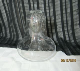 Vintage Etched Glass Tumble Up Bedside Carafe For Water Or Liquor