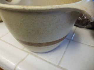 Pottery Craft USA Mixing Bowl Pour Spout Vintage Brown Speckled Stripe 2