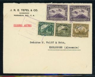Nicaragua Postal History: Lot 168 1936 Multifranked Air Error Inverted Ovpt $$$