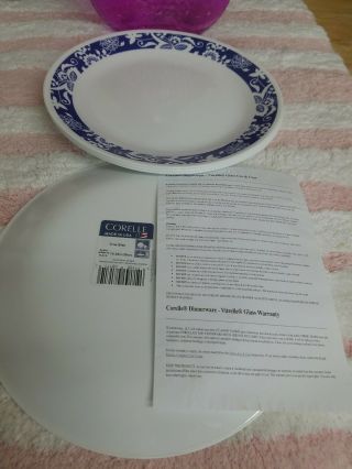 Set Of 4 Corelle True Blue Dinner Plates 10 1/4 " White Royal