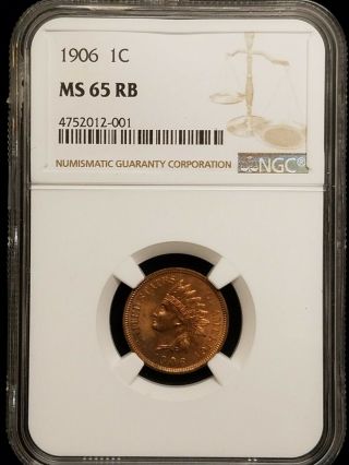 1906 Indian Head Penny Cent 1c Ngc Ms65 Rb Red Brown
