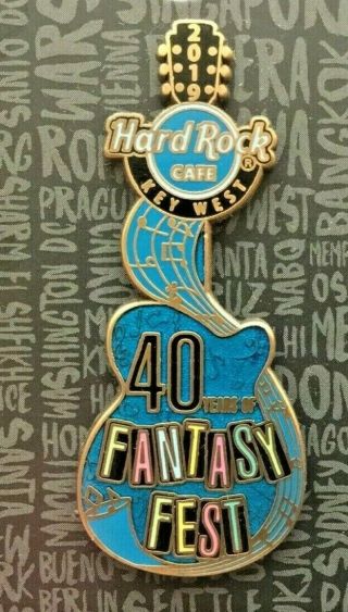 2019 Hard Rock Cafe Key West 40 Years Of Fantasy Fest Anniversary Guitar Le Pin