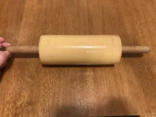 Early Yellow Ware Rolling Pin - Stoneware Rolling Pin - Early Kitchen Household
