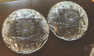 ABP ANTIQUE AMERICAN BRILLIANT CUT GLASS CRYSTAL SHALLOW DISH PLATES 6X1 3
