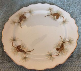 Bread And Butter Plate 6 5/8 " Across By W S George Pine Cones & Gold Trim
