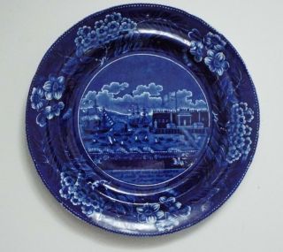 Antique Historical Blue Staffordshire Plate Clews Landing Gen.  Lafayette 1824