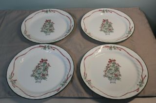 Vintage Corelle By Corning Callaway Christmas Ivy 10 " Dinner Plates Set Of 4