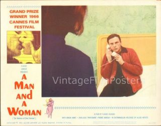 A Man And A Woman,  Orig 1966 Lobby Card,  Trintignant,  Anouk Aimee,  Lelouche