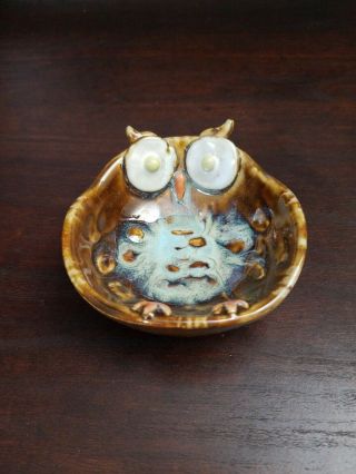 Small Hand Crafted Glazed Owl Bowl
