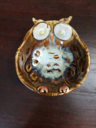 Small Hand Crafted Glazed Owl Bowl 2