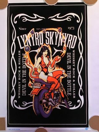 Lynyrd Skynyrd Blacklight Poster With Jack Daniel Labeling.