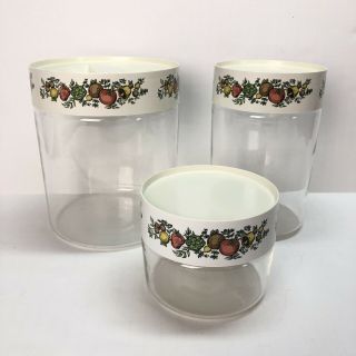 Vintage Pyrex Spice Of Life Glass Canisters Set Of 3 Storage Jars See N Store