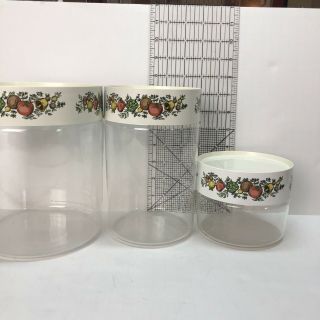 VINTAGE Pyrex Spice of Life Glass Canisters Set Of 3 Storage Jars See n Store 2