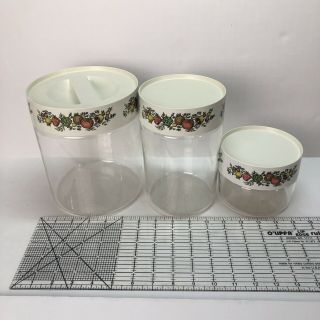 VINTAGE Pyrex Spice of Life Glass Canisters Set Of 3 Storage Jars See n Store 3