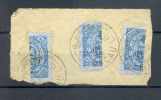 Macau 3 X Bisected Stamp On Piece - - F/vf
