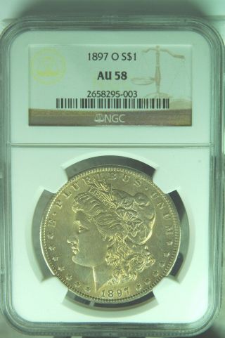 1897 - O Rare Morgan Silver Dollar Ngc Certified Au - 58