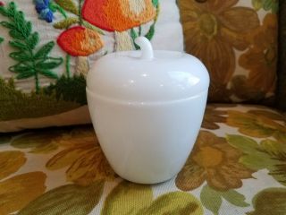 Vintage Hazel Atlas White Milk Glass Apple Jam Jelly Marmalade Jar: Perfect