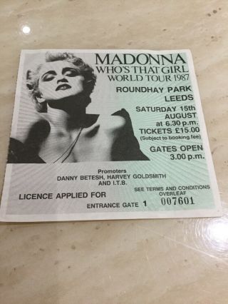 Madonna Concert Ticket 1987 Who’s That Girl World Tour